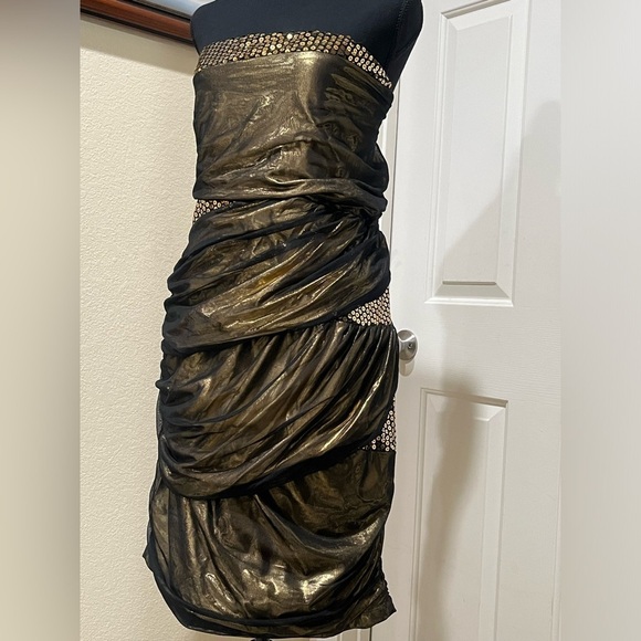 Z. CAVARICCI  GOLD SEQUINS SPLICE TUBE DRESS WOMENS SIZE 22 - Picture 8 of 12